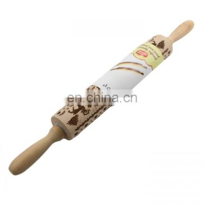 Christmas and Easter Festivities Wooden Embossing Rolling Pin for Baking Cookies