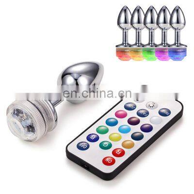 Anal Plug LED Bdsm Toys Wireless Remote Control Glow Thread Metal Butt Plug Anal Dilator Buttplug Bdsm Anal Toys for Women Man