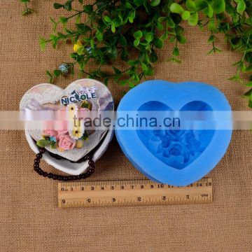 Flowers Heart Shape Handmade Silicon Jewelry Box Mould