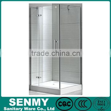 Square blind via hold glass design adjustable aluminium profile acrylic base or tray hinge opened portable toilet and shower roo