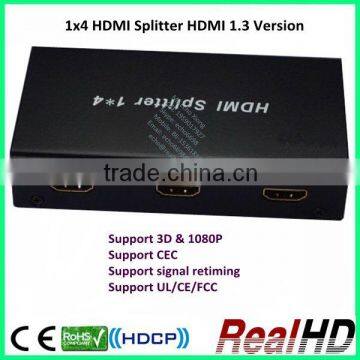 v1.3 hdmi splitter 1x4 1 input 4 output support 3D full color 1080p 1cd TV