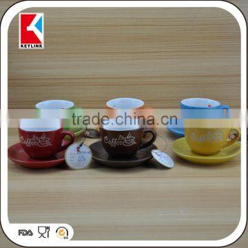 90cc colored ceramic tea cup and saucer,coffee cup and saucer