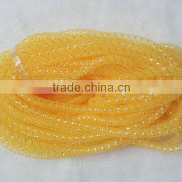 HOT SALE 10mm Yellow Woven Nylon Mesh Tube Ribbon for Gift Decorations