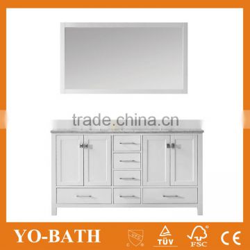 2015 factory double sink used bathroom vanity cabinet with marble countertop                        
                                                                Most Popular
