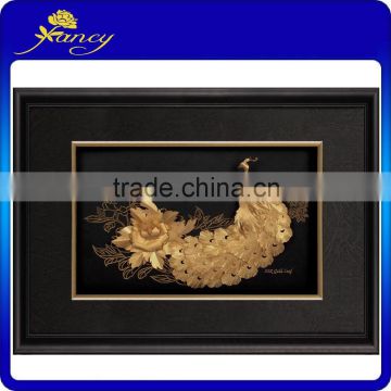 artificial decorative gold foil pitcure frame peacocl frame
