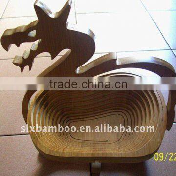 Foldable dargon shaped bamboo fruit basket