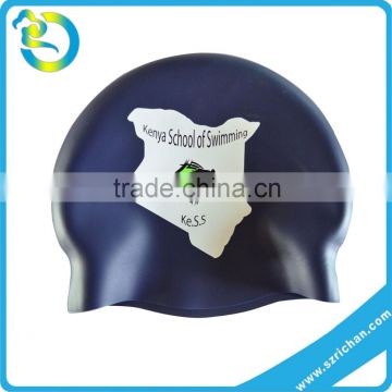 Wholesale Adult or Kid size customized printing logo soft waterproof silicone swimming seamless cap