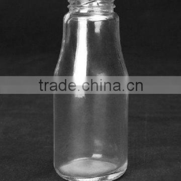 8OZ round shape glass beverage /sauce bottle with screw metal cap china factory