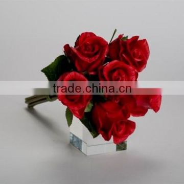 fabric wedding rose bouquet artificial rose bud bouquet with 6 head for wedding decoration