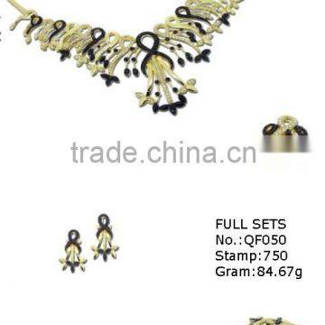 Hot sale gold jewelry,18k gold jewelry set with cz QF050