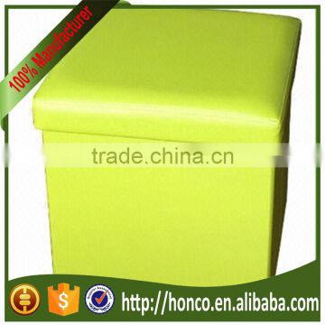 Luxury fruit green PVC leather foldable storage ottoman, measures 38x38x38cm