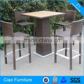 High Bar Furniture Set Rattan Table And Bar Stool