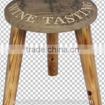 ROUND PU LEATHER/WOODEN STOOL