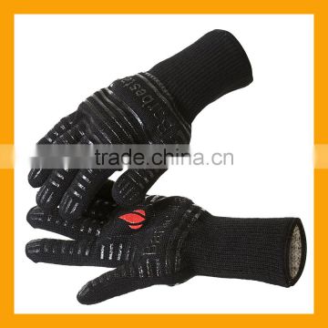 High Temperature Resistance Gloves, Machine Washable Silicone BBQ Grill Gloves, Black Flexible Safe Oven Glove