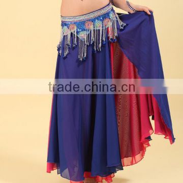 Two colors chiffon belly dance long skirt for women