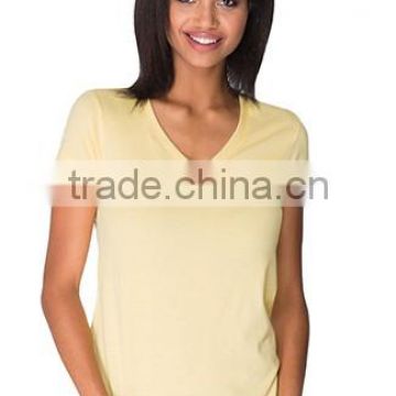 Next Level Apparel Women's Sueded S/S V-Neck Tee - made from 60% combed ring-spun cotton and 40% polyester jersey.