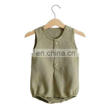 Hot Sell Infants & Toddler Fashion Cotton Clothes Baby Girls Boys Linen Vest Romper