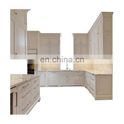 2021 American Style Cupboards Wooden Kitchen White Solid Wood Kitchen Cabinet Designs