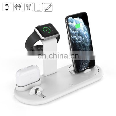 New Products 7 in 1 Wireless Charging Dock Stand Station Mobile Phone 10W Wireless Charger with Free Quick Charge Power Adapter
