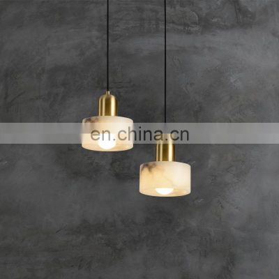 Modern Brass Pendant Light Creative LED Chandelier For Home Dining Room Bedroom Alabaster Hanging Lamp