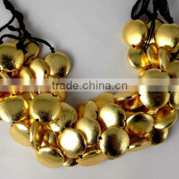AAA Beautiful Natural 24k Gold Plated Copper Rondelle Round Shape Beads Finding Beads 7 inch 16mm Matte Finish Beads
