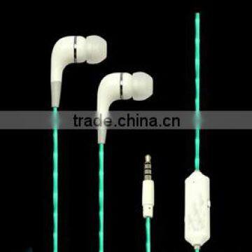 Fashonable flashing led earbuds with microphone for apple phones