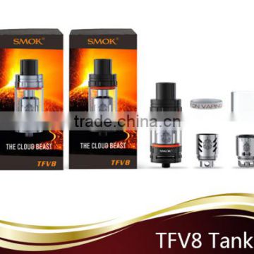 Lowest price! 5.5ml/ 6ml smoktech tfv8 atomizer, Silver/ Black Smok TFV8 with lowest wholesale price