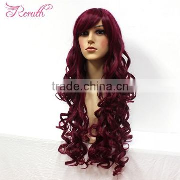 Lace front wig, african wig, long curly wine red wig