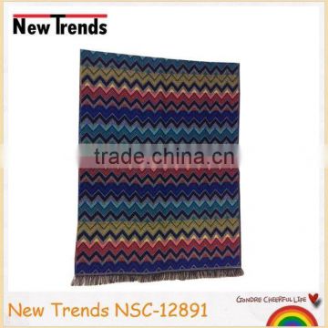 Colorful waves woven pashmina with tassels