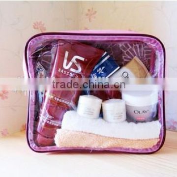 OEM cosmetic packaging plastic bags with plastic zipper and Clear pvc cosmetic packaging plastic bags with plastic zipper