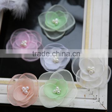 High Quality Fashion Organza Fabric Flower Artificial Decorative Flowers