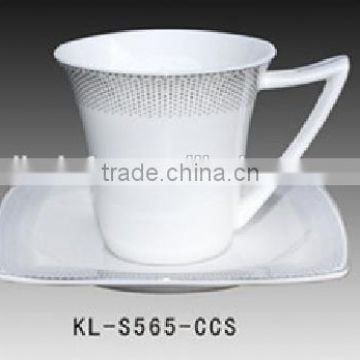 2016 new item ceramic turkish tea cup set with silver design
