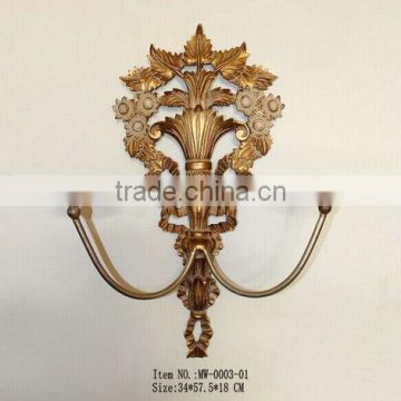 MW-0003-01 Hanging wall candle holder with metal in antique gold and silver