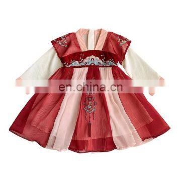 C1067/Special embroidery design for baby girl spring dress beautiful Han Chinese clothing