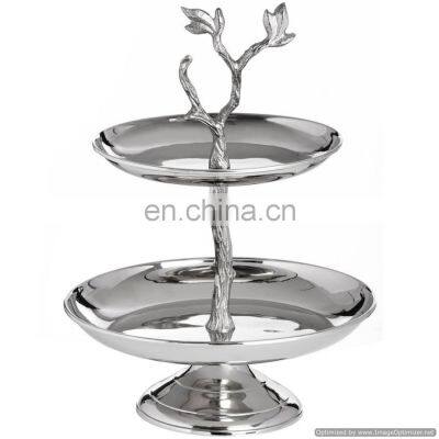 bird design 2 tier antique cake stand