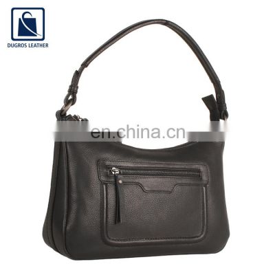 Matching Stitching and Anthracite Fitting Genuine Leather Side Bag for Women at Good Price