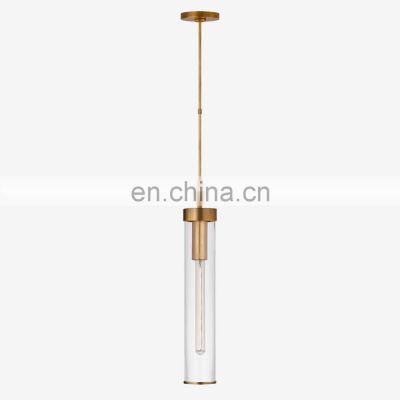 American Copper Hanging Ceiling Lighting Luxury Modern Lamps Adjustable Kitchen Single Crackle Glass Chandelier