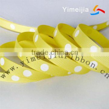 beautiful polka dot light yellow color grosgrain ribbon