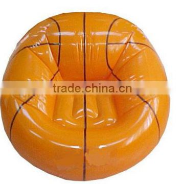 PVC inflatable basketball single sofa/ PVC air filled single sofa in basketball shape