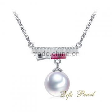 2015 Fashion Pearl Necklace 14Carat White Gold Freshwater Pearl Necklace Jewelry Wholesale Necklace Mounting