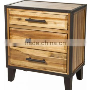Modern Industrial Solid Wood Natural Stain Three Drawer Dresser