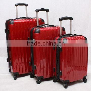stock ABS+PC 3pcs expandable rolling trolley baggage set with spinner wheels