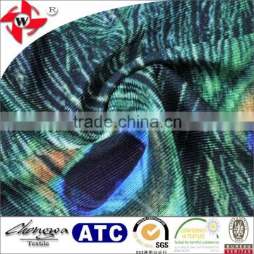 chuangwei textile durable peacock print lycra polyester fabric for dress