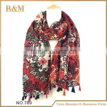 Red fashion polyester jacquard scarf for christmas gift