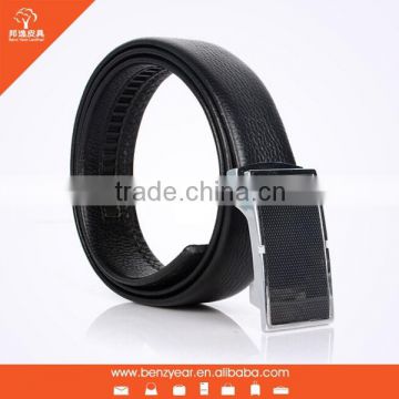 Fashion black cow leather belt man belt buckle