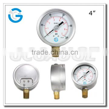 High quality 4 inch stainless steel case manometer gauge with brass mount