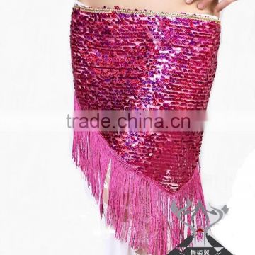 Wuchieal Belly dance waist belt/chain, sequin belly dance hip scarf in performance/practice wear (QC0435)