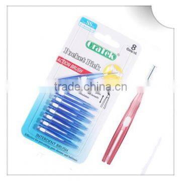 portable inter dental brush with hand push botton