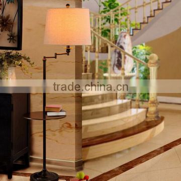 Long Arm Floor Lamp Modern Adjustable Floor Standing Lights With Side Table
