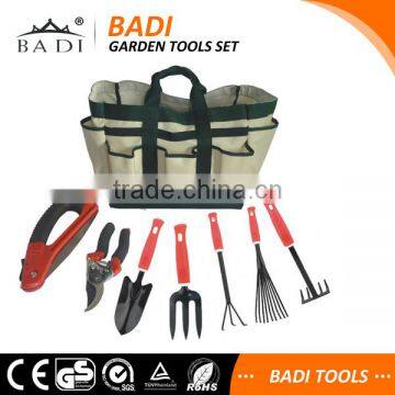 7 piece heavy duty plastic handle steel in 1 multifunction garden tool set with saw/shear/spade/fork